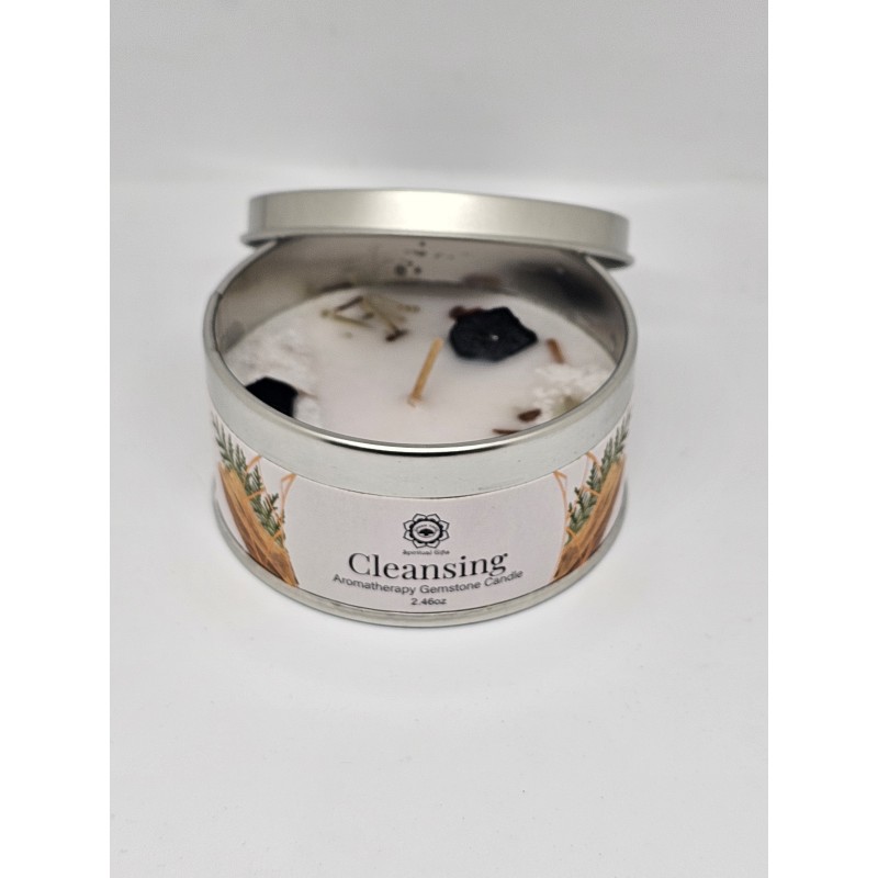 Bougie énergétique Tourmaline noire et bois de santal – Nettoyage énergétique et protection