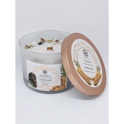 Bougie énergétique Tourmaline noire et bois de santal – Nettoyage énergétique et protection