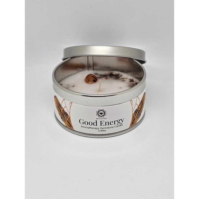 Bougie énergétique Cornaline et Palo Santo – Énergie positive et vitalité