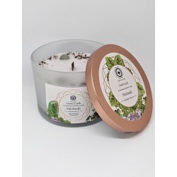 Bougie énergétique Aventurine verte et patchouli – Chance et énergie positive