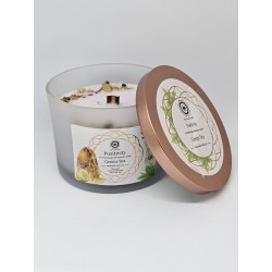 Bougie énergétique Citrine, citron et thé vert – Positivité et énergie stimulante