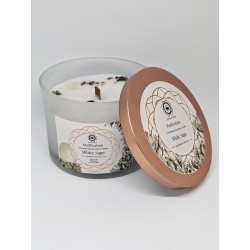 Bougie énergétique Sélénite et sauge blanche – Purification et harmonie