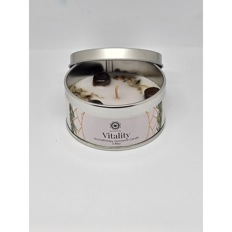 Bougie énergétique Œil de tigre, gingembre et romarin – Vitalité et énergie positive