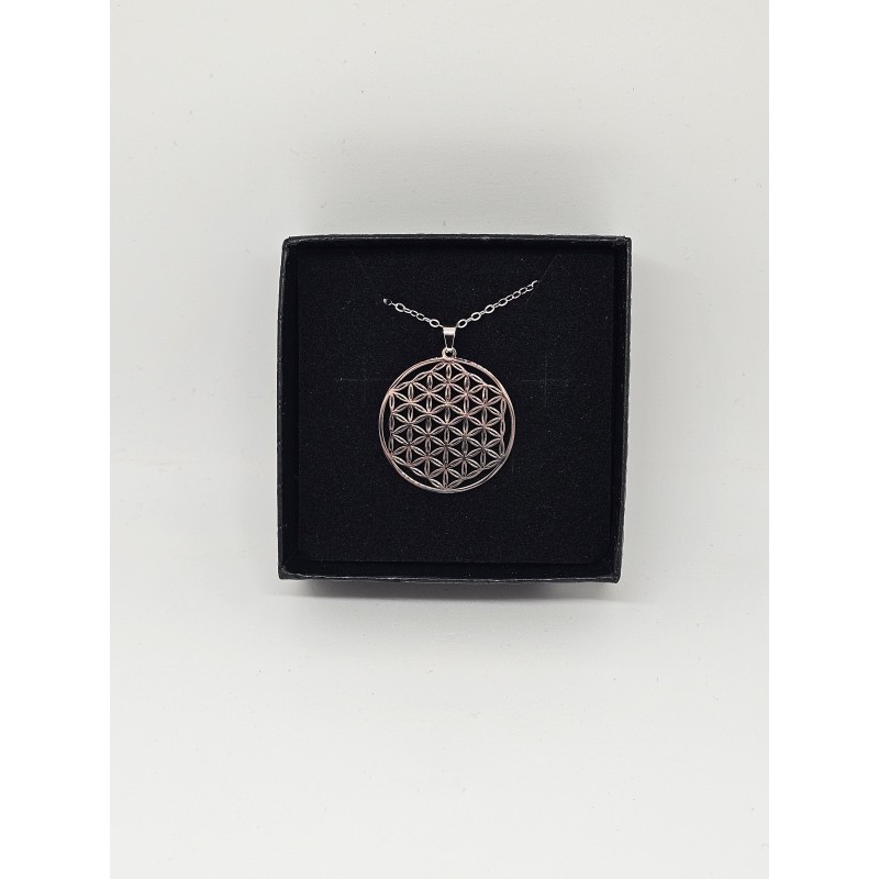 Pendentif Fleur de Vie en acier inoxydable – Harmonie et élévation énergétique