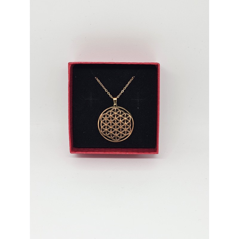 Pendentif Fleur de Vie en acier inoxydable – Harmonie et élévation énergétique