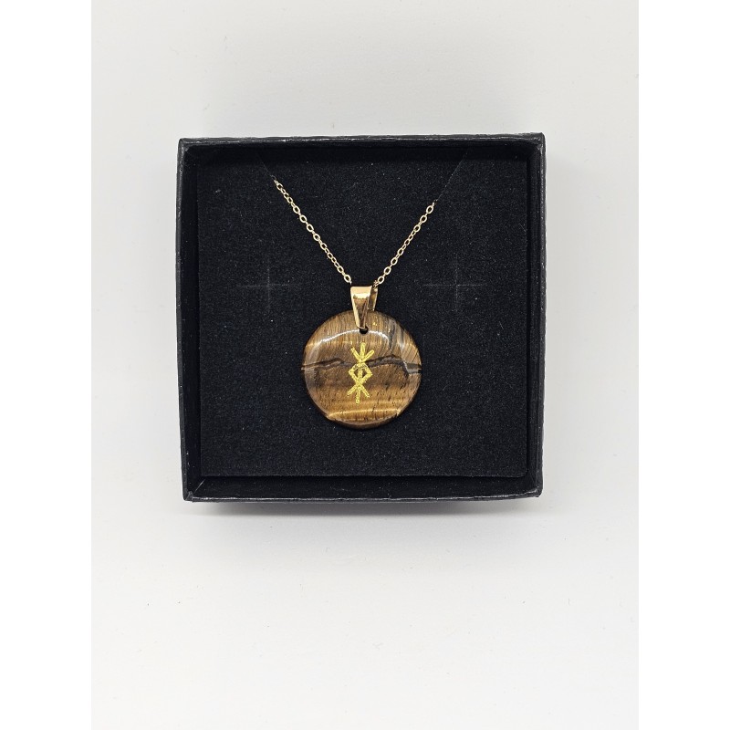 Pendentif rune de protection en Œil de tigre – Protection et force