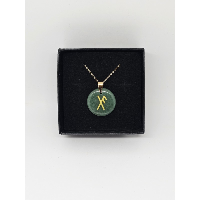 Pendentif rune chance en Aventurine verte – Chance et opportunités