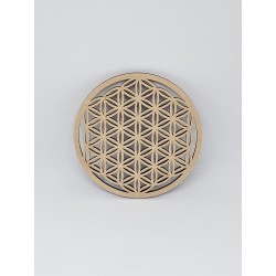 Plaque en bois sculpté Fleur de Vie – Harmonie et énergie sacrée