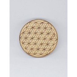 Plaque en bois sculpté Fleur de Vie – Harmonie et énergie sacrée