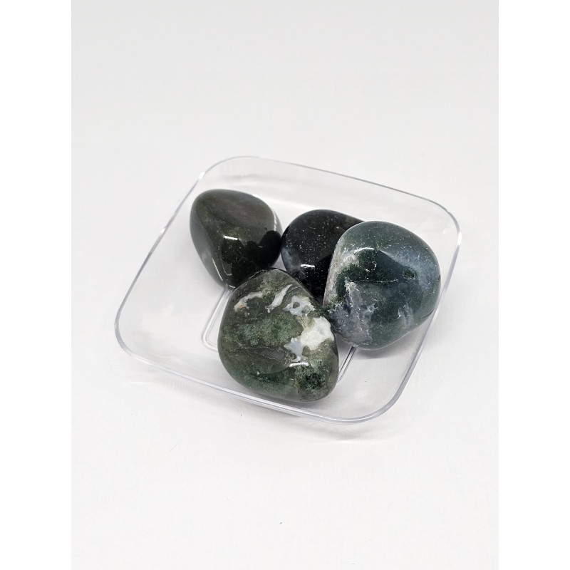 Pierre roulée Agate mousse – Équilibre, nature et apaisement