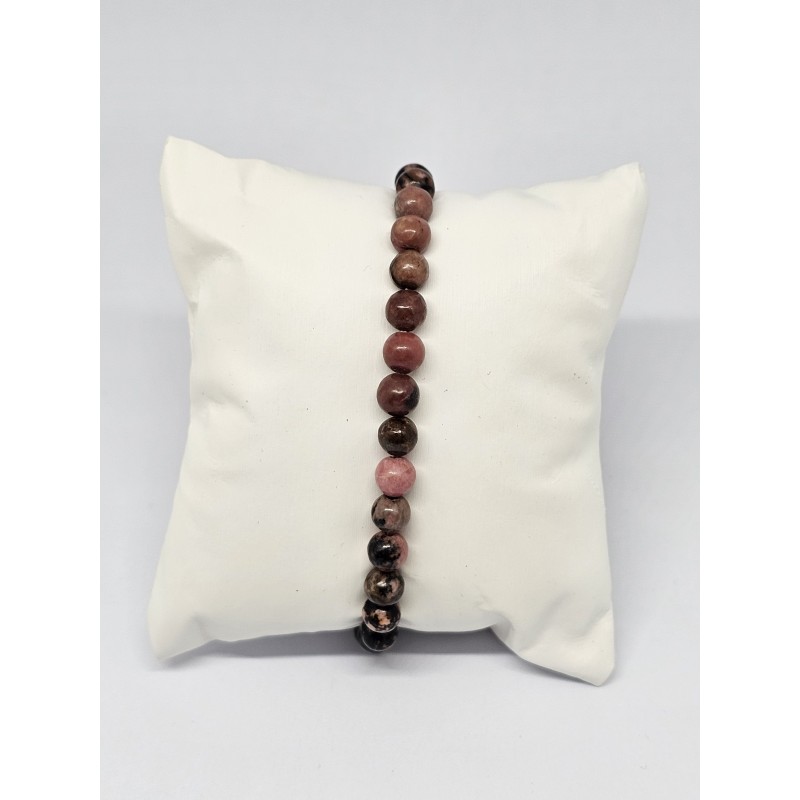 Bracelet Rhodonite 6 mm – Équilibre émotionnel et apaisement du cœur