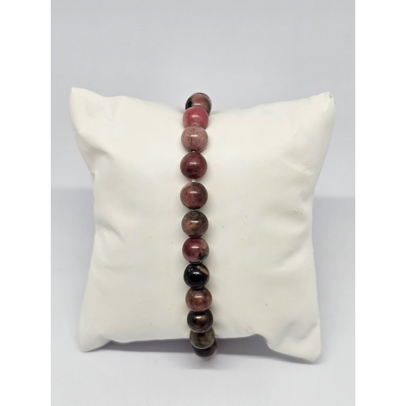 Bracelet Rhodonite 8 mm – Équilibre émotionnel et apaisement du cœur