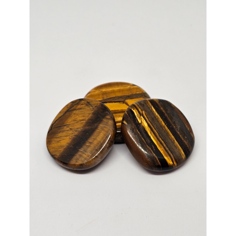 Pierre plate Œil de tigre – Protection, courage et chakra du plexus solaire