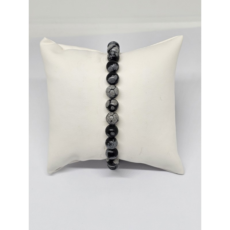 Bracelet Obsidienne neige 8 mm – Équilibre, protection et apaisement