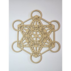 Plaque en bois Cube de Métatron – Protection et harmonie sacrée