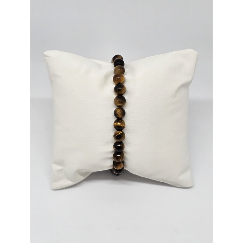 Bracelet boule 6mm Œil de tigre – Protection, courage et chakra du plexus solaire