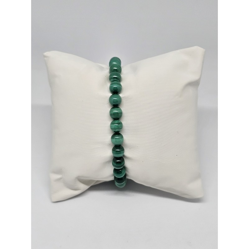 Bracelet boule 6mm Malachite – Protection, transformation et chakra du cœur