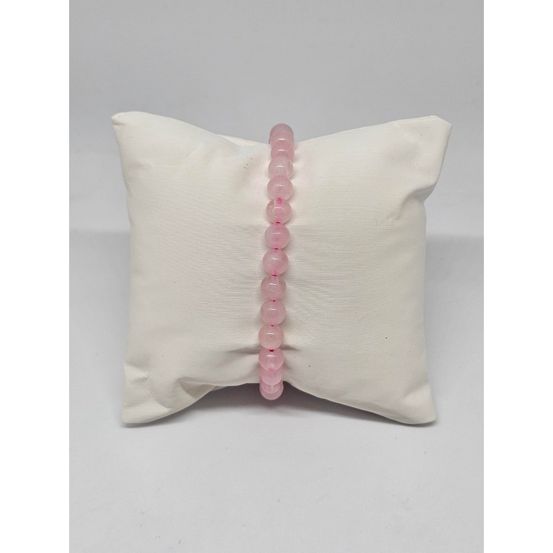 Bracelet boule 6mm Quartz rose – Amour, apaisement et chakra du cœur