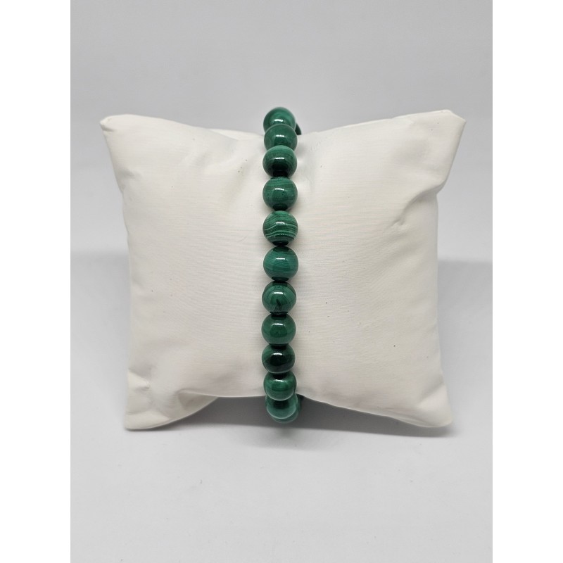 Bracelet boule 8mm Malachite – Protection, transformation et chakra du cœur