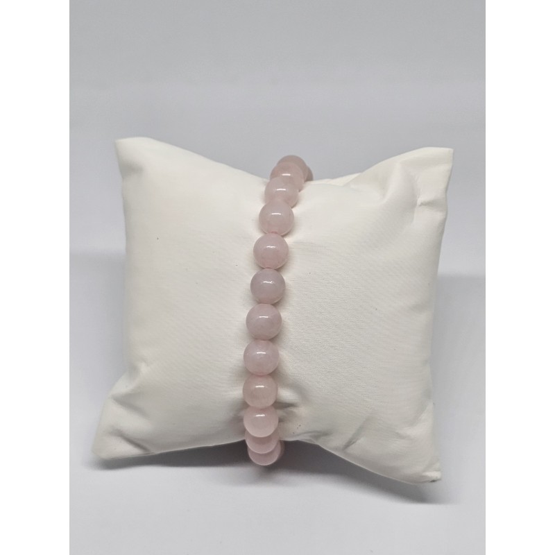 Bracelet boule 8mm Quartz rose – Amour, douceur et chakra du cœur